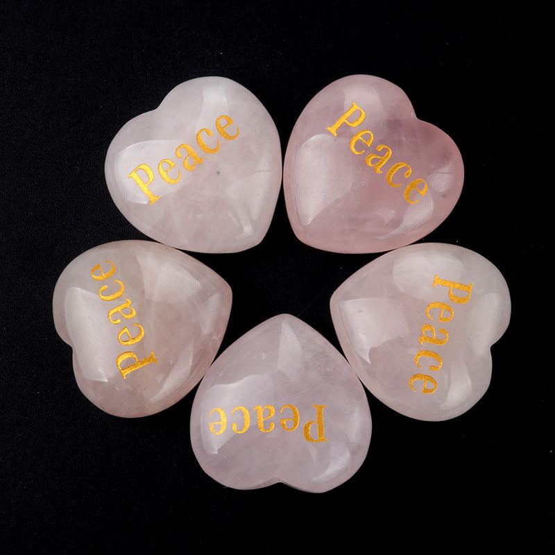 1684-Inspirational Stones Natural Pink Crystal Power Stone 30mm Love Inspiration Stone 15 Words