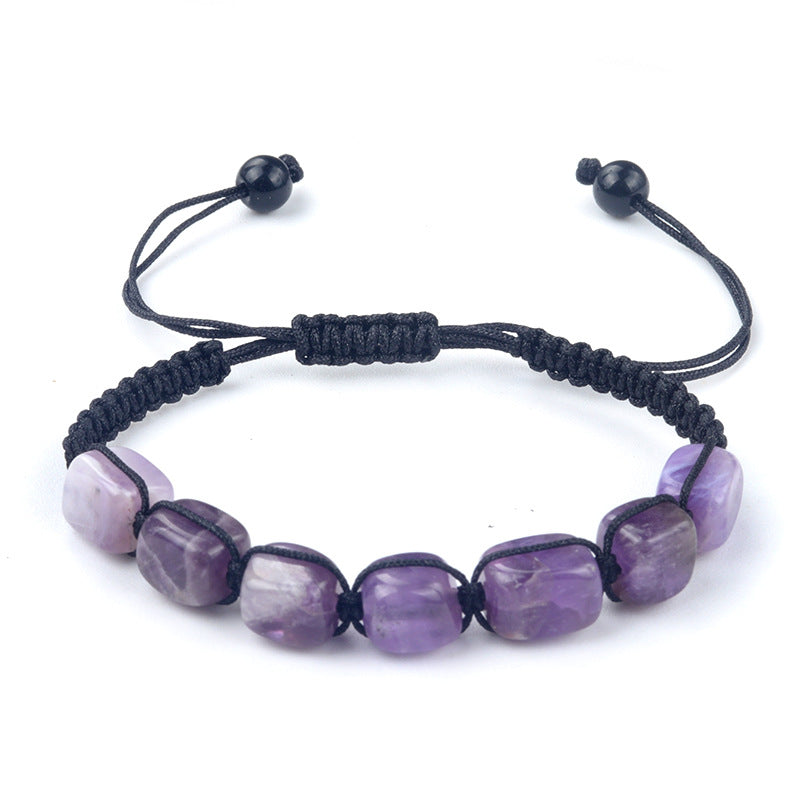 1685-Pink quartz tiger eye amethyst various materials woven natural crystal stone bracelet chakra yoga jewelry