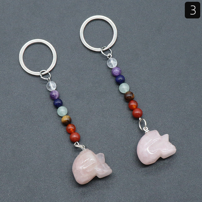 1470-Natural crystal agate skull keychain pendant carved ghost head about 1 inch small skull Halloween