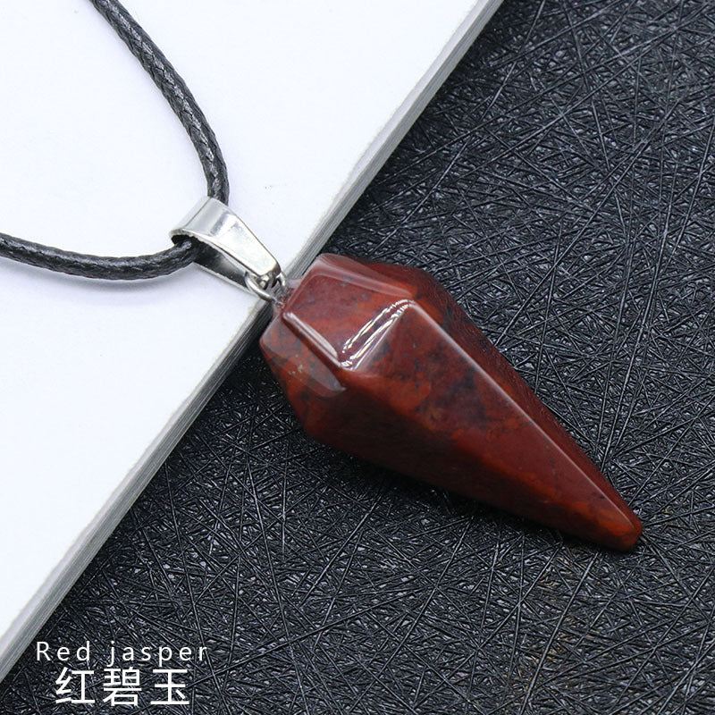 748-Natural Crystal Pendant Hexagonal Prism Conical Six-Sided Rhombus Pendulum