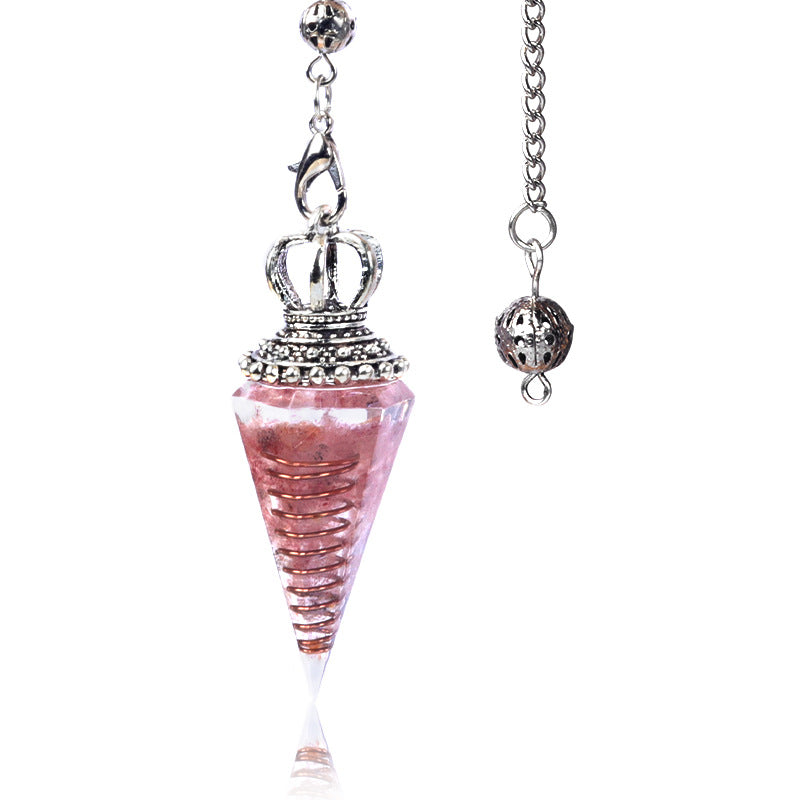 1645 - Soul Pendulum Crystal Chip Resin Pendulum, Hexagonal Prism Chakra Pendulum, Cross-Border Jewelry