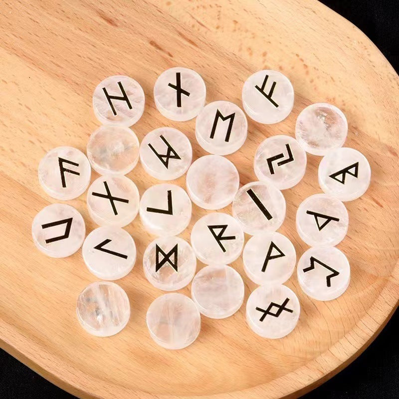 1662-25 pieces per pack Runes natural crystal agate rune letter disc set Nordic Germanic