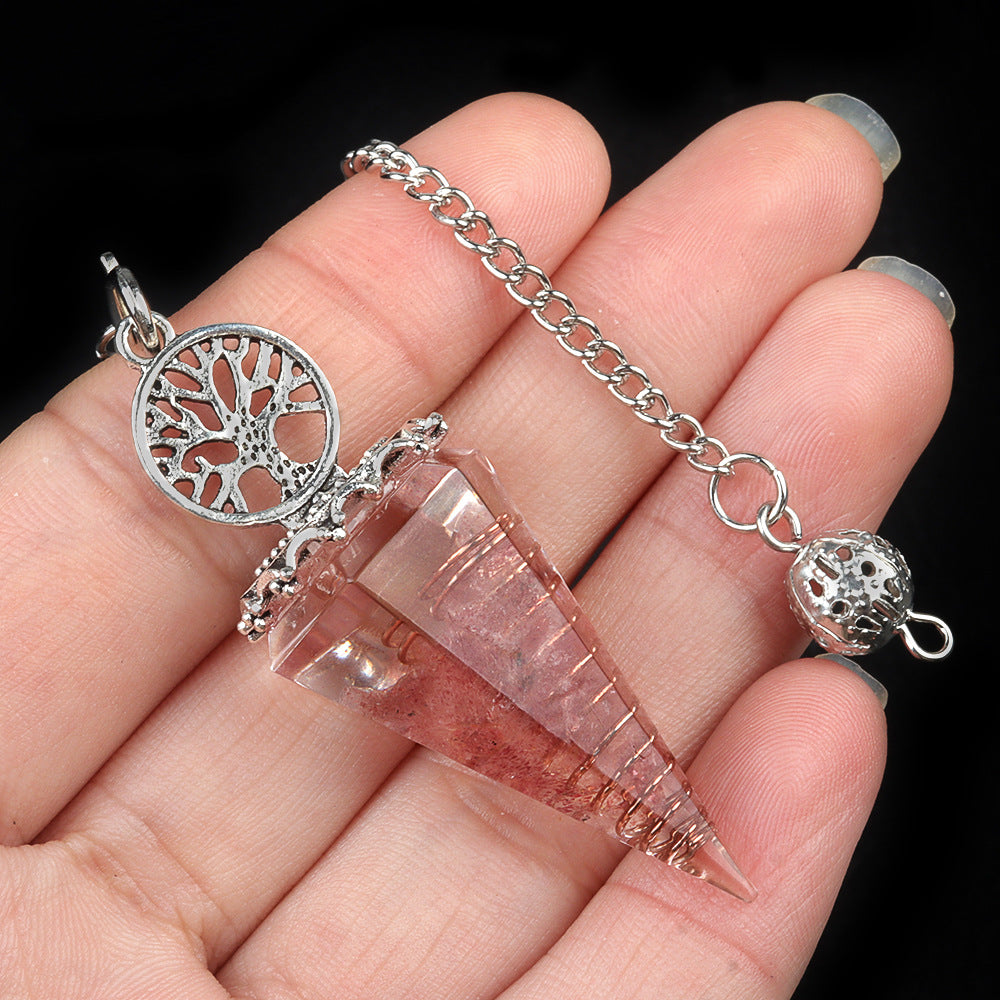 1769-Tree of Life Resin Stone Pendulum Crystal Agate Stone Resin Drip Hexagonal Cone Pendulum Cross-Border Supply