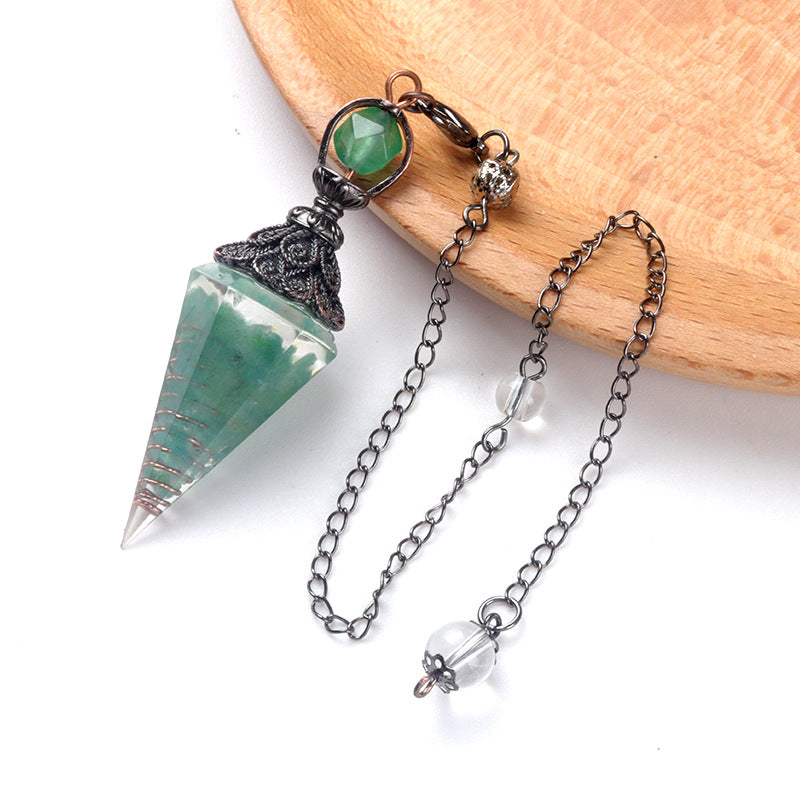 1630 - Resin Crystal Chip Pendulum, Crystal Agate Epoxy Hexagonal Prism Pendant, European & American Cross-Border Trade