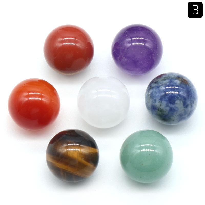 1355-12mm16mm20mm ball set natural crystal agate colorful stone ball set 7 pieces