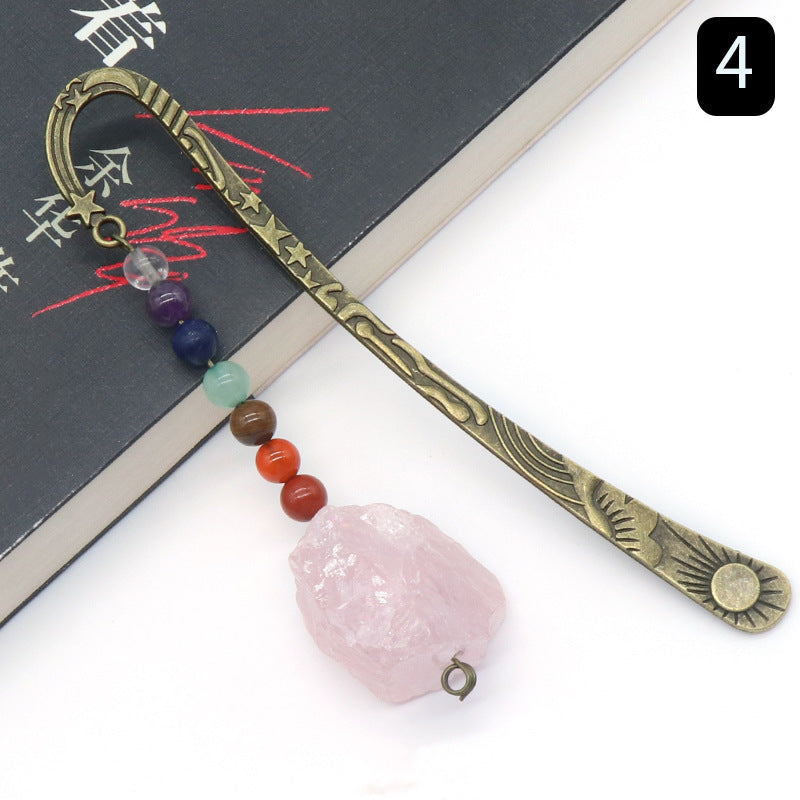 892-Original stone bookmark book mark natural crystal agate stone colorful stone original stone bookmark book clip