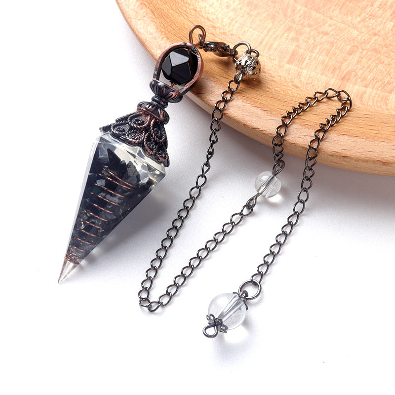 1630 - Resin Crystal Chip Pendulum, Crystal Agate Epoxy Hexagonal Prism Pendant, European & American Cross-Border Trade