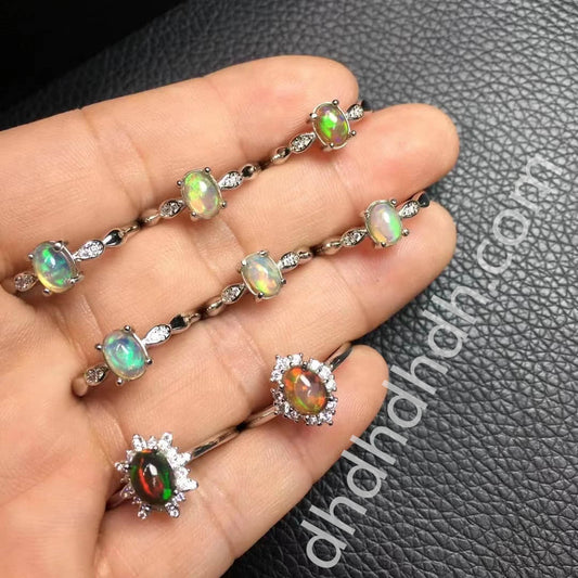 Colored opal rings