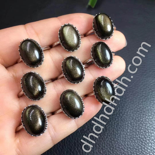 Golden obsidian rings