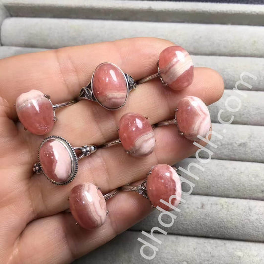 Rhodochrosite rings