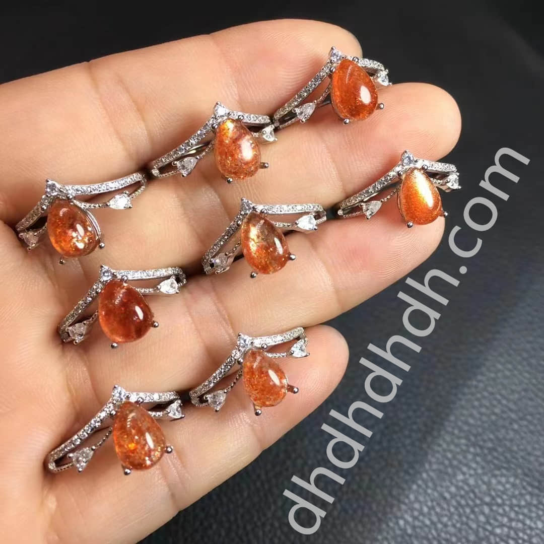 Golden sunstone rings