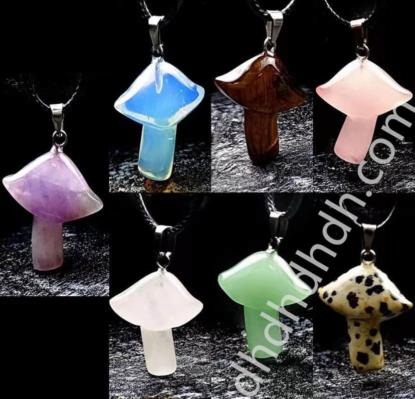 Mixed crystal mushrooms pendants 1pcs